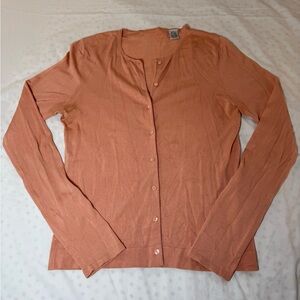 Silk Blend Peach Button-Up Cardigan
